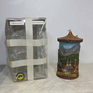 Gunter Candle Hand Painted Carved Berchtesgaden Germany Landscape, Vintage 1990